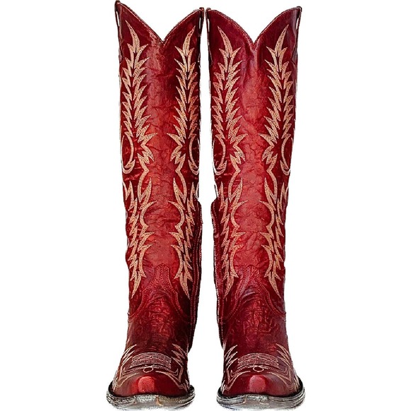 OLD GRINGO Mayra Embroidered Tall Knee High Red Cowgirl Western Boots 8.5 - Picture 2 of 5